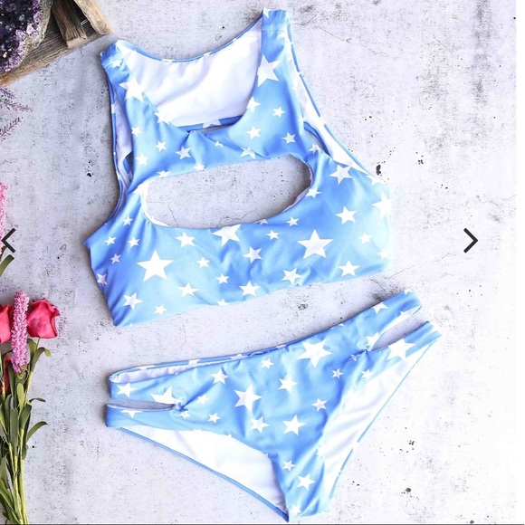 Blue w/ White Stars Bikini - Picture 5 of 6